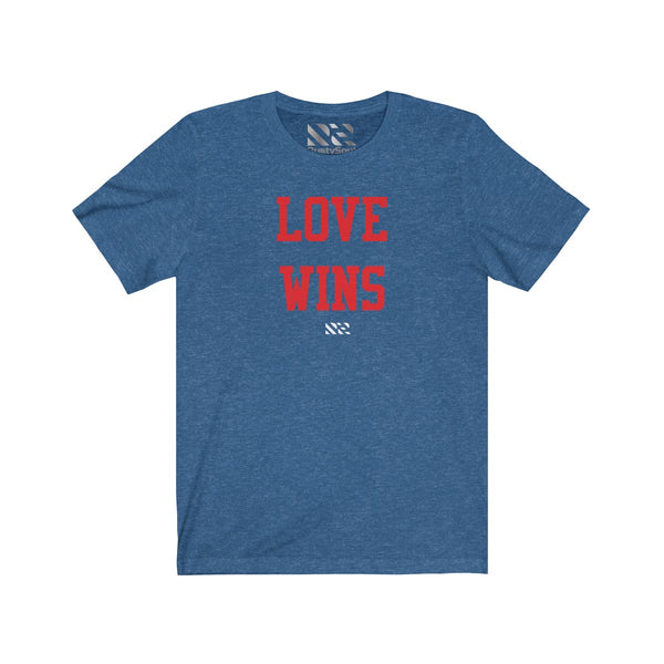 "LOVE WINS" (Red) Unisex Jersey Short Sleeve Tee