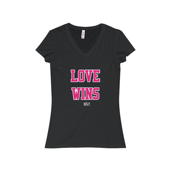 "LOVE WINS" Women's Jersey Short Sleeve V-Neck Tee