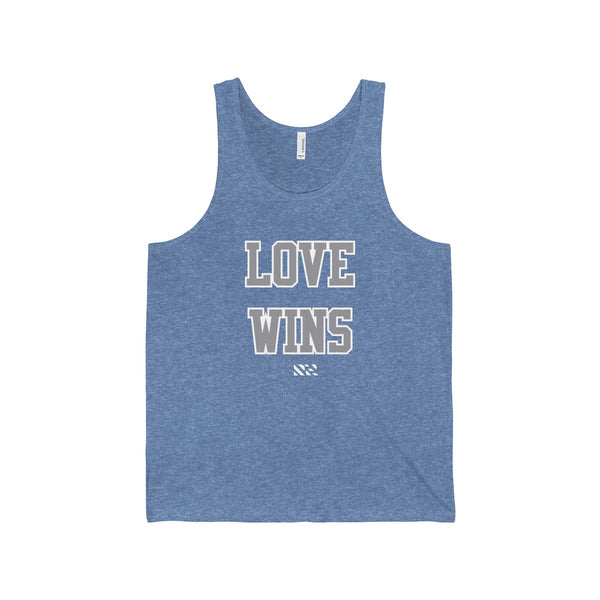 "LOVE WINS" (Gray & White) Unisex Jersey Tank