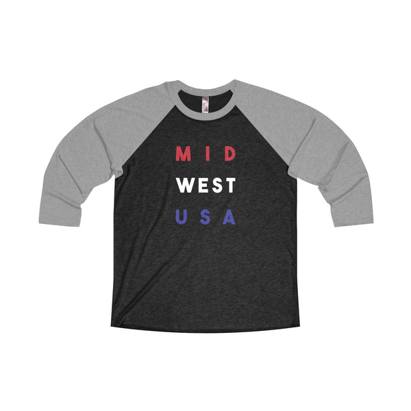 "MID WEST USA" Unisex Tri-Blend 3/4 Raglan Tee