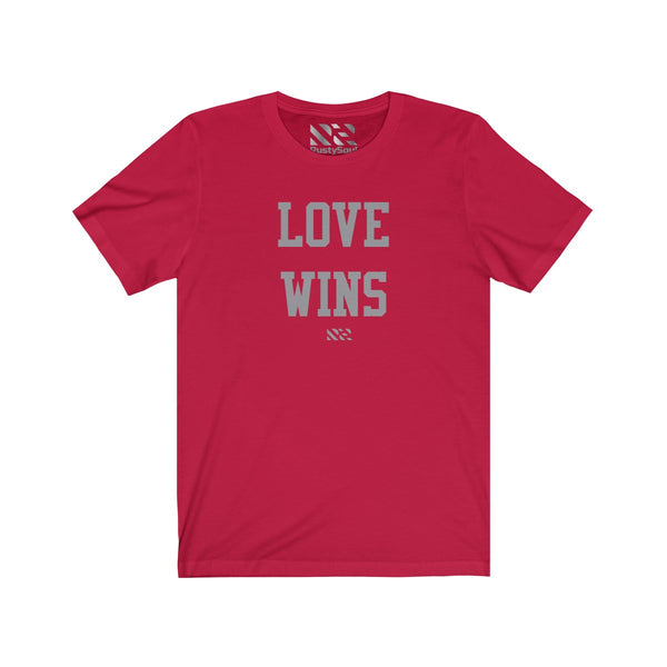 "LOVE WINS" (Gray) Unisex Jersey Short Sleeve Tee