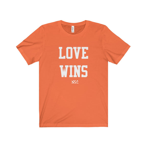 "Love Wins" (White Lettering) Unisex Jersey Short Sleeve Tee