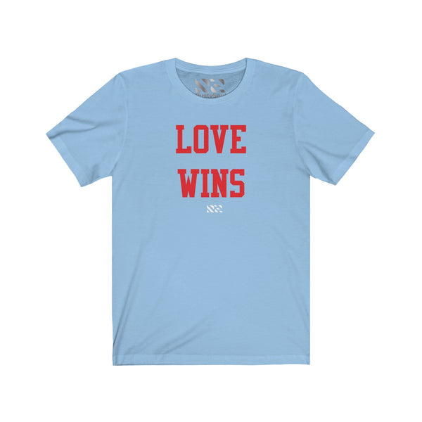 "LOVE WINS" (Red) Unisex Jersey Short Sleeve Tee