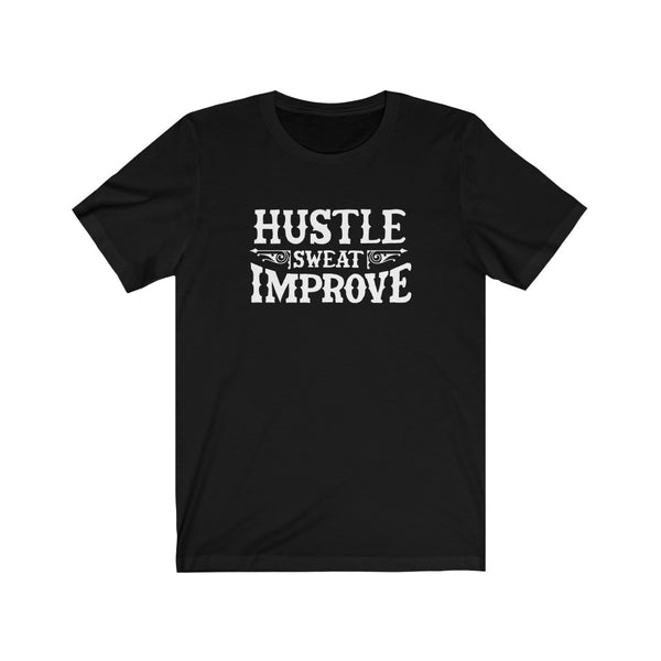 'Hustle Sweat Improve" (White) Unisex Jersey Tank
