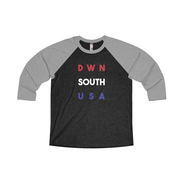 "DOWN SOUTH USA" Unisex Tri-Blend 3/4 Raglan Tee