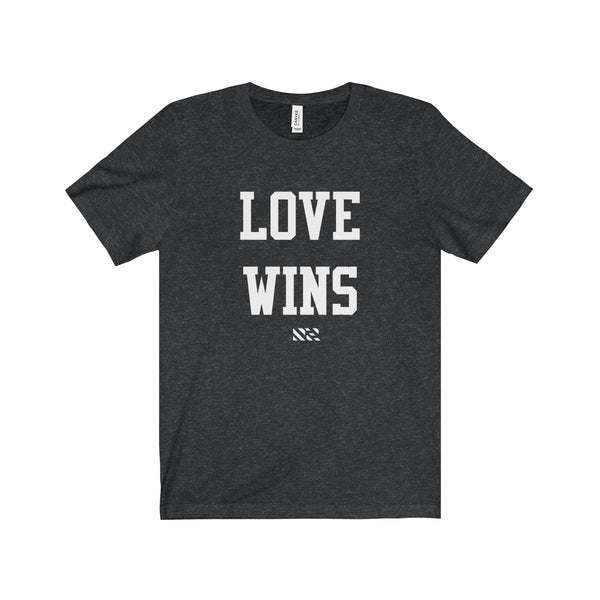 "Love Wins" (White Lettering) Unisex Jersey Short Sleeve Tee