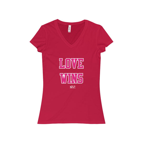 "LOVE WINS" Women's Jersey Short Sleeve V-Neck Tee