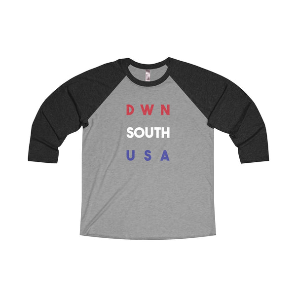 "DOWN SOUTH USA" Unisex Tri-Blend 3/4 Raglan Tee