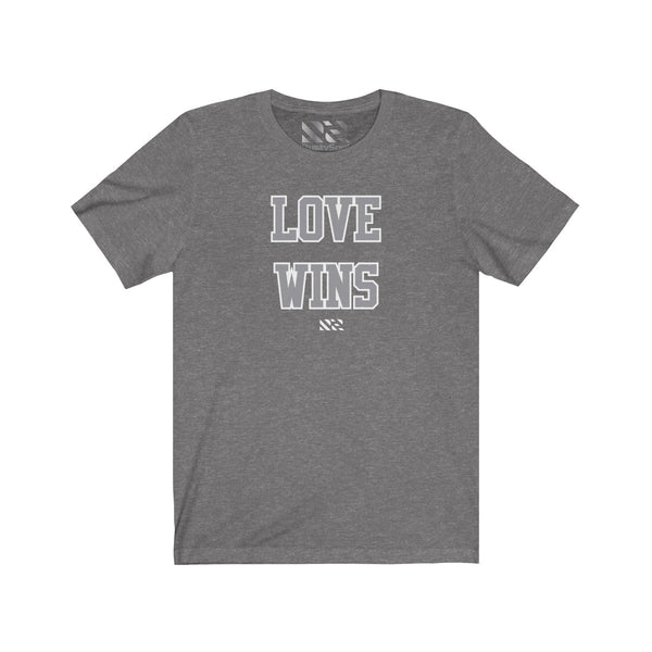 "LOVE WINS" (Gray & White) Unisex Jersey Short Sleeve Tee