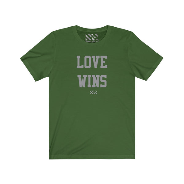 "LOVE WINS" (Gray) Unisex Jersey Short Sleeve Tee