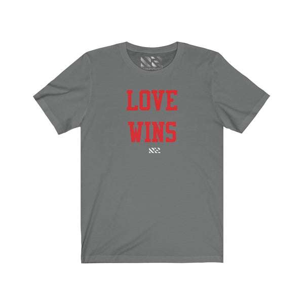 "LOVE WINS" (Red) Unisex Jersey Short Sleeve Tee