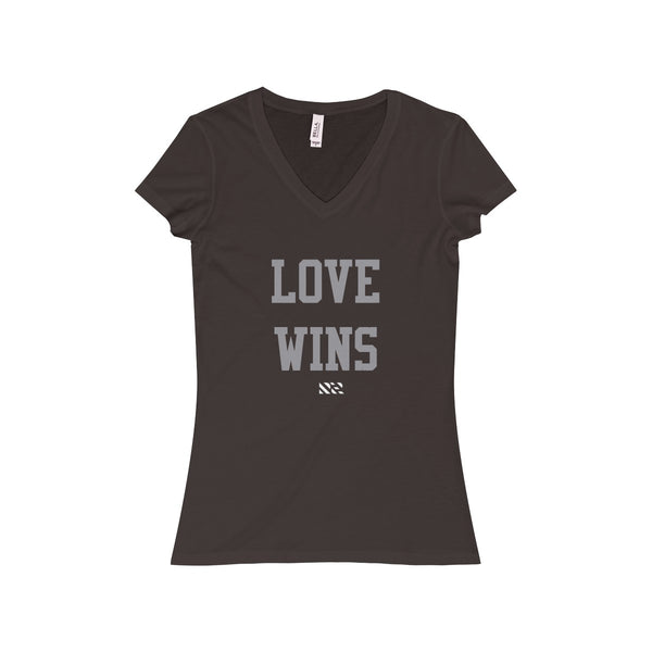 "LOVE WINS" Women's Jersey Short Sleeve V-Neck Tee