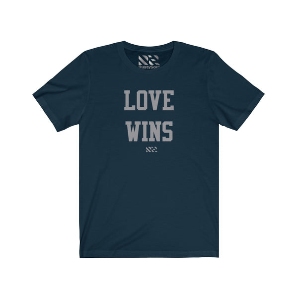 "LOVE WINS" (Gray) Unisex Jersey Short Sleeve Tee