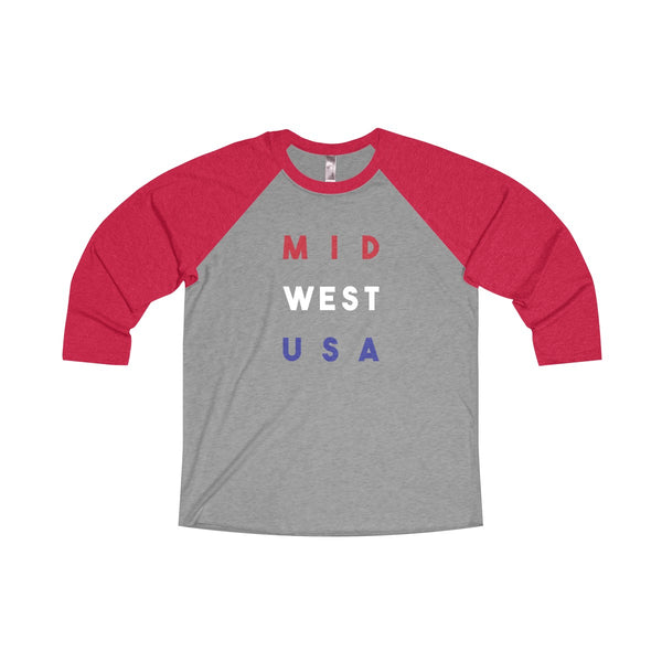 "MID WEST USA" Unisex Tri-Blend 3/4 Raglan Tee