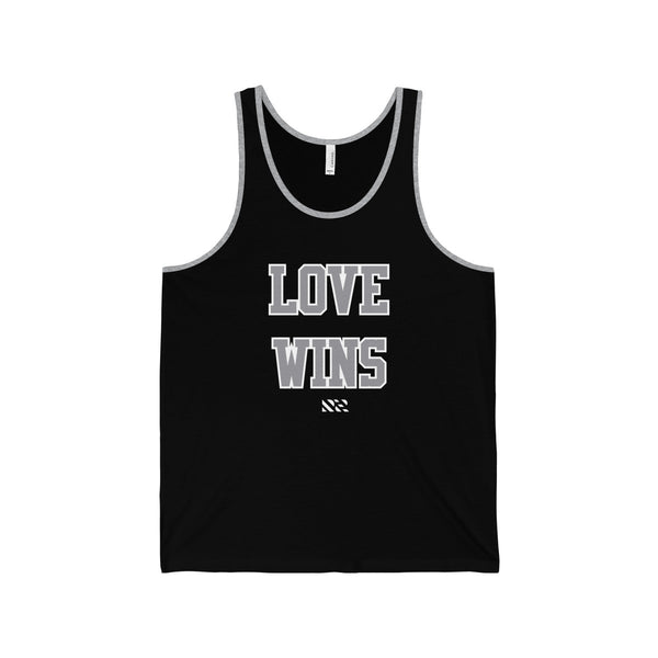 "LOVE WINS" (Gray & White) Unisex Jersey Tank
