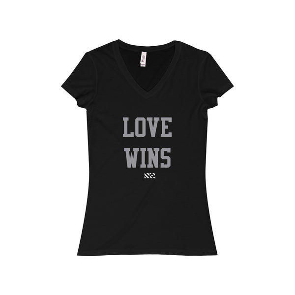 "LOVE WINS" Women's Jersey Short Sleeve V-Neck Tee