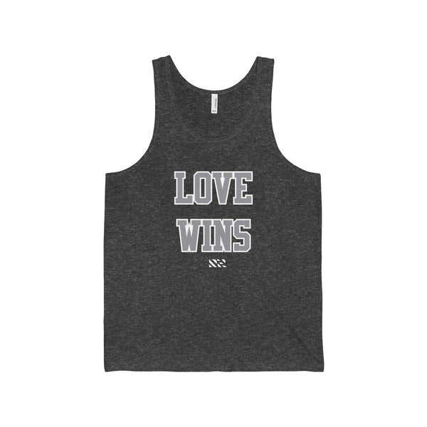 "LOVE WINS" (Gray & White) Unisex Jersey Tank