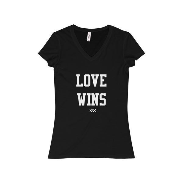 "LOVE WINS" Women's Jersey Short Sleeve V-Neck Tee