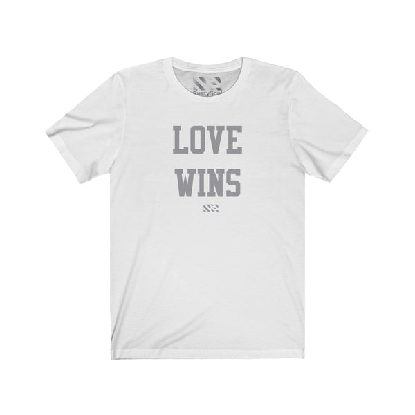 "LOVE WINS" (Gray) Unisex Jersey Short Sleeve Tee