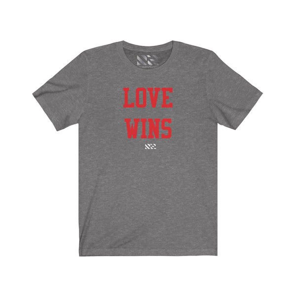 "LOVE WINS" (Red) Unisex Jersey Short Sleeve Tee