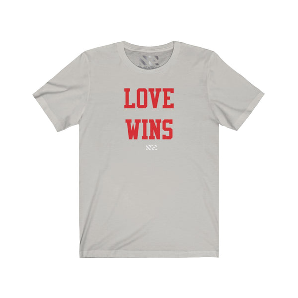 "LOVE WINS" (Red) Unisex Jersey Short Sleeve Tee