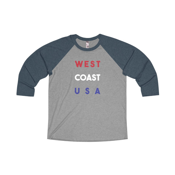"WEST COAST USA" Unisex Tri-Blend 3/4 Raglan Tee