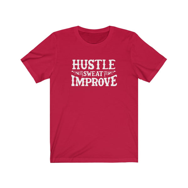 'Hustle Sweat Improve" (White) Unisex Jersey Tank