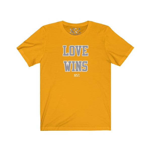 "LOVE WINS" (Gray & White) Unisex Jersey Short Sleeve Tee