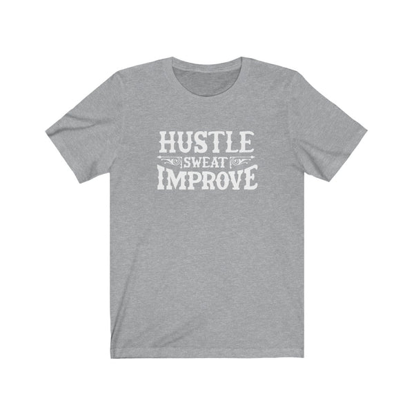 'Hustle Sweat Improve" (White) Unisex Jersey Tank