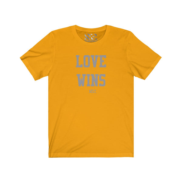 "LOVE WINS" (Gray) Unisex Jersey Short Sleeve Tee