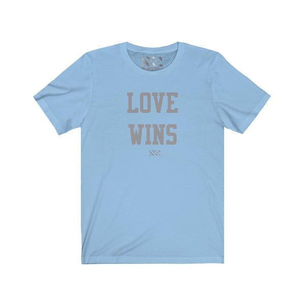 "LOVE WINS" (Gray) Unisex Jersey Short Sleeve Tee