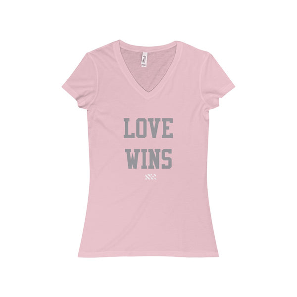 "LOVE WINS" Women's Jersey Short Sleeve V-Neck Tee