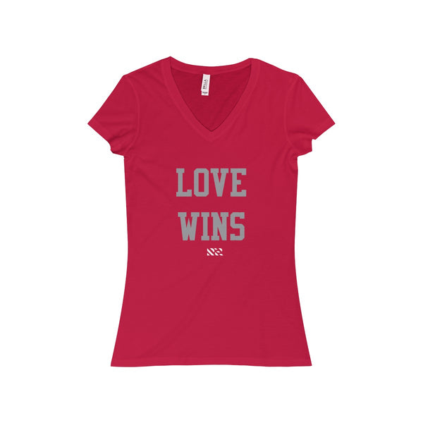 "LOVE WINS" Women's Jersey Short Sleeve V-Neck Tee