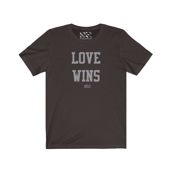 "LOVE WINS" (Gray) Unisex Jersey Short Sleeve Tee