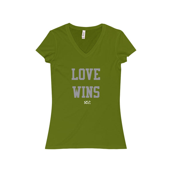 "LOVE WINS" Women's Jersey Short Sleeve V-Neck Tee