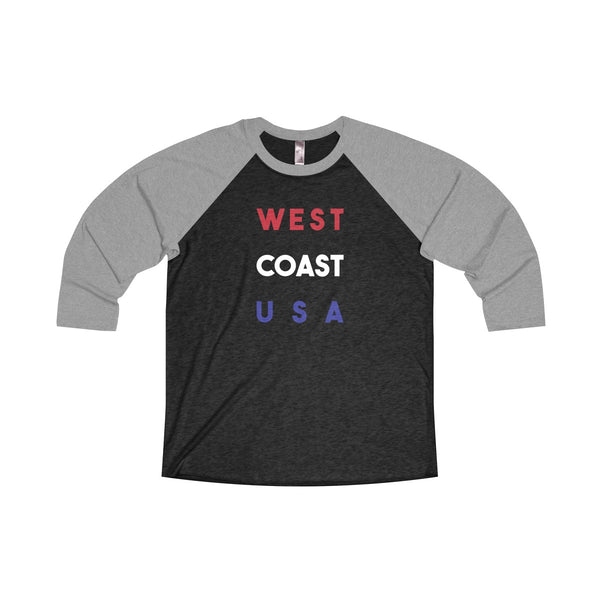 "WEST COAST USA" Unisex Tri-Blend 3/4 Raglan Tee