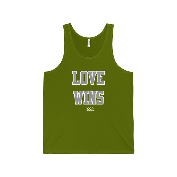 "LOVE WINS" (Gray & White) Unisex Jersey Tank