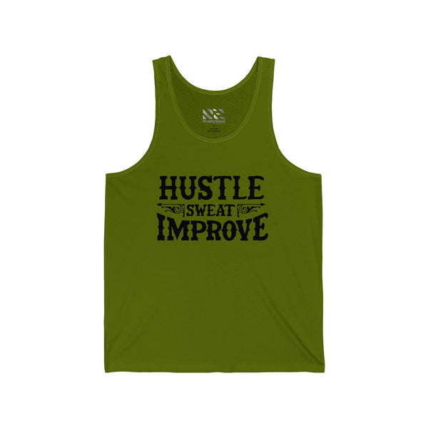 Hustle Sweat Improve (Black) Unisex Jersey Tank