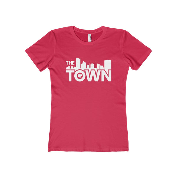 The Town "Skyline" (White) Women's The Boyfriend Tee