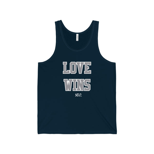 "LOVE WINS" (Gray & White) Unisex Jersey Tank