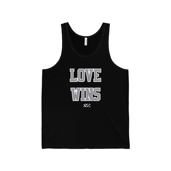 "LOVE WINS" (Gray & White) Unisex Jersey Tank