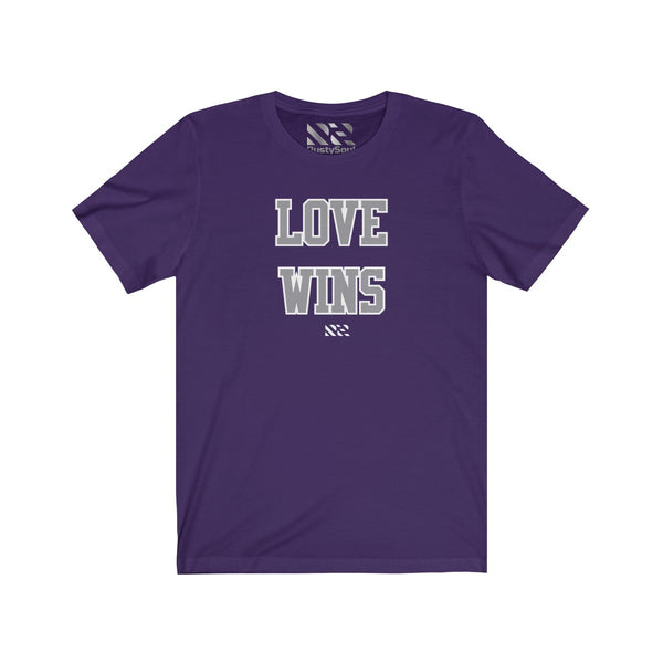 "LOVE WINS" (Gray & White) Unisex Jersey Short Sleeve Tee