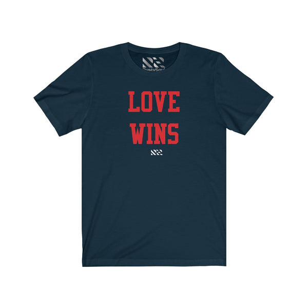 "LOVE WINS" (Red) Unisex Jersey Short Sleeve Tee
