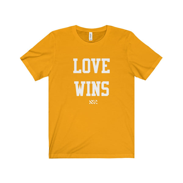 "Love Wins" (White Lettering) Unisex Jersey Short Sleeve Tee