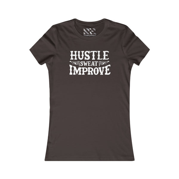 "Hustle Sweat Improve" (White) Women's Favorite Tee