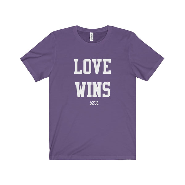 "Love Wins" (White Lettering) Unisex Jersey Short Sleeve Tee