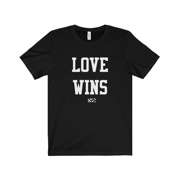 "Love Wins" (White Lettering) Unisex Jersey Short Sleeve Tee