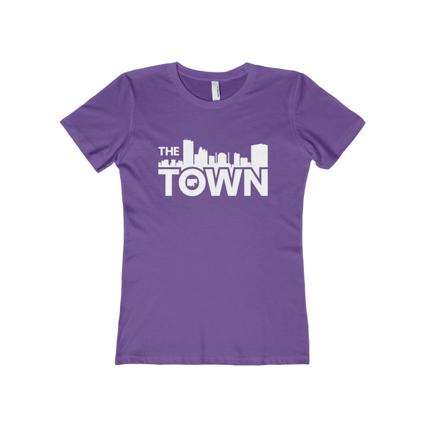 The Town "Skyline" (White) Women's The Boyfriend Tee
