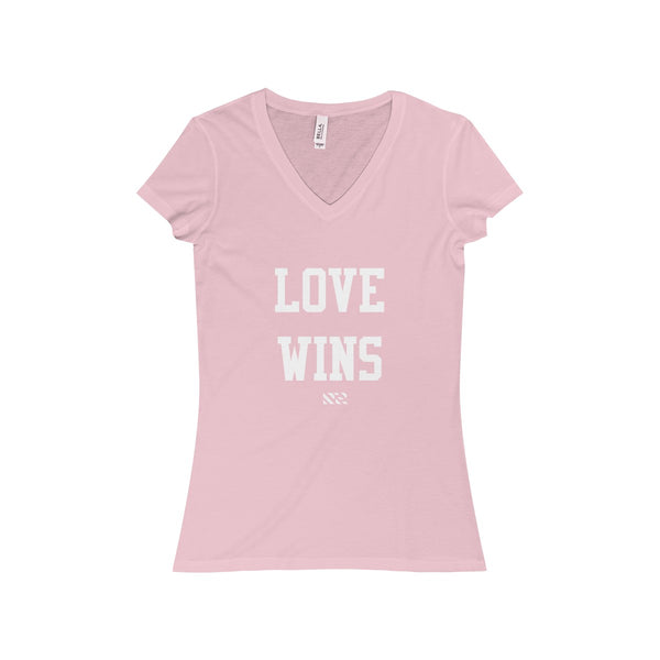"LOVE WINS" Women's Jersey Short Sleeve V-Neck Tee