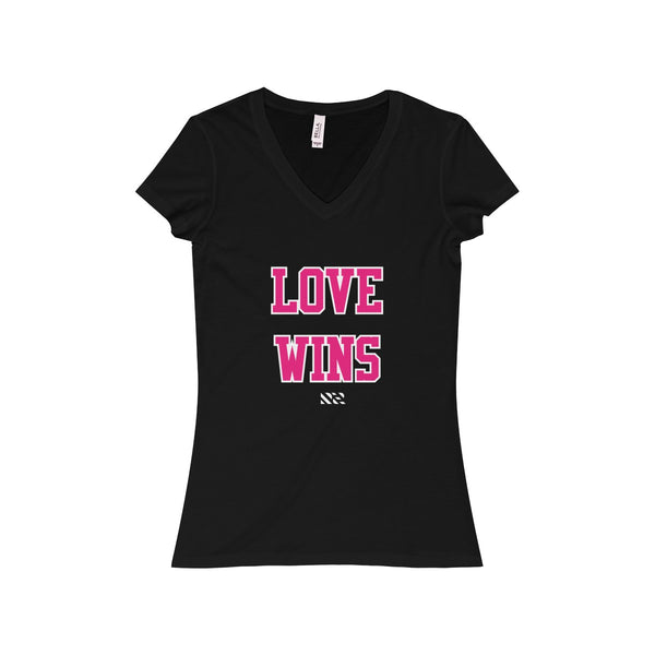 "LOVE WINS" Women's Jersey Short Sleeve V-Neck Tee